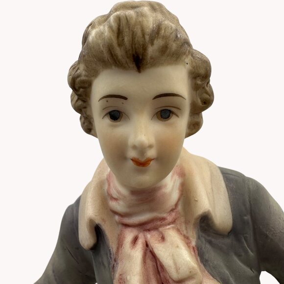 Vintage Lefton China Hand Painted Figurine KW 6414 Musician Lute Guitar Bisque - Picture 2 of 16